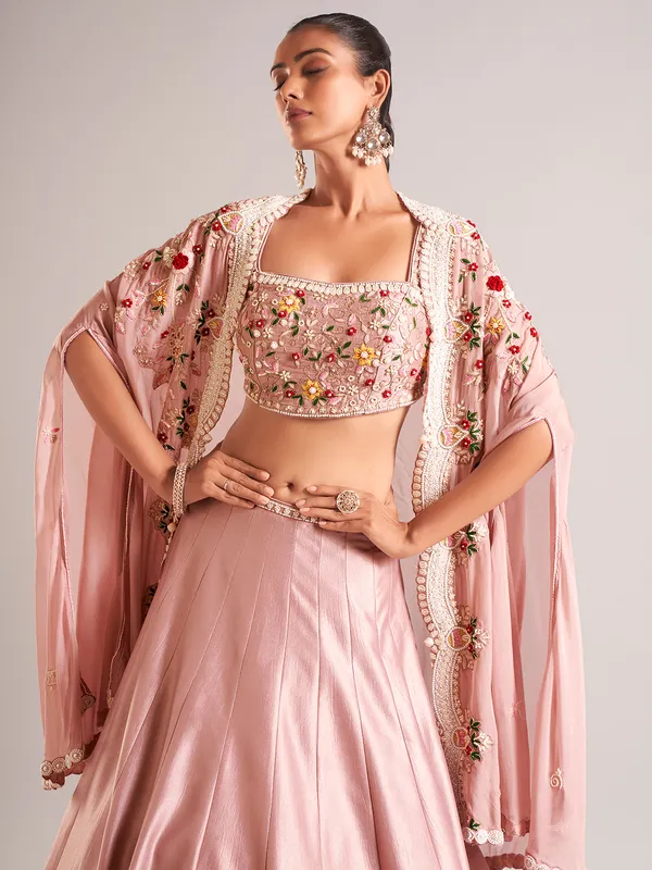 Pretty peach silk lehenga choli