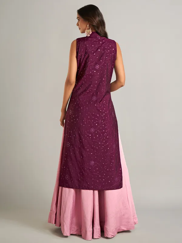 Pretty pink silk jacket style lehenga choli