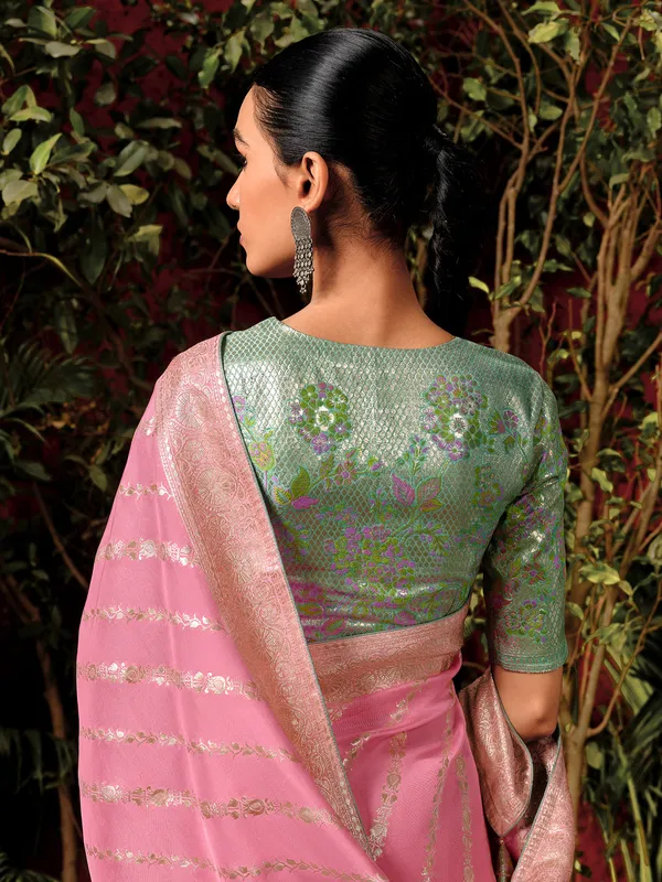 Pretty pink wedding saree