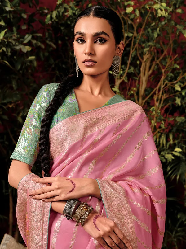 Pretty pink wedding saree