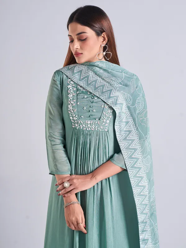 Pretty pista green salwar suit