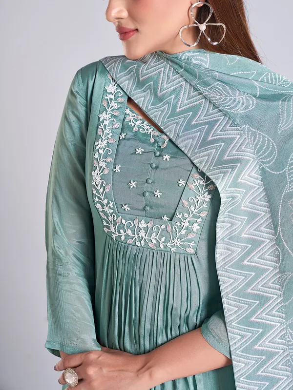 Pretty pista green salwar suit