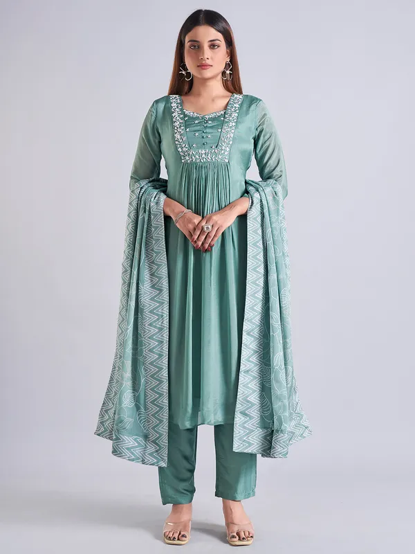 Pretty pista green salwar suit