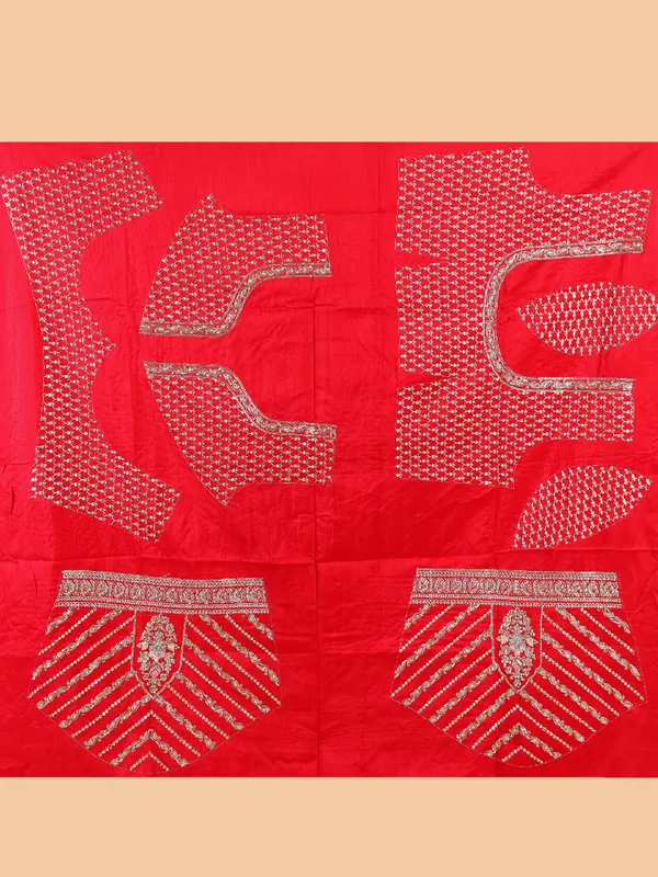 Pretty red raw silk bridal lehenga choli