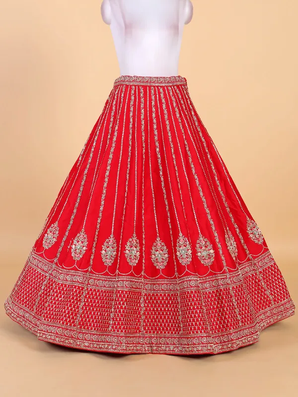 Pretty red raw silk bridal lehenga choli