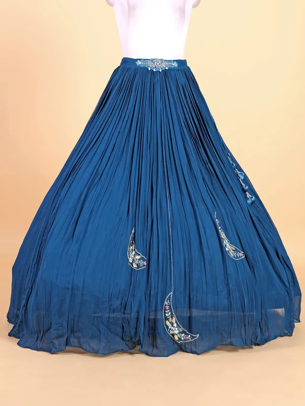 Pretty teal blue georgette lahenga choli
