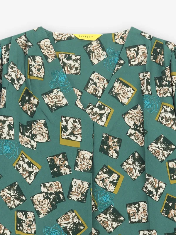 Printed cotton rama green top