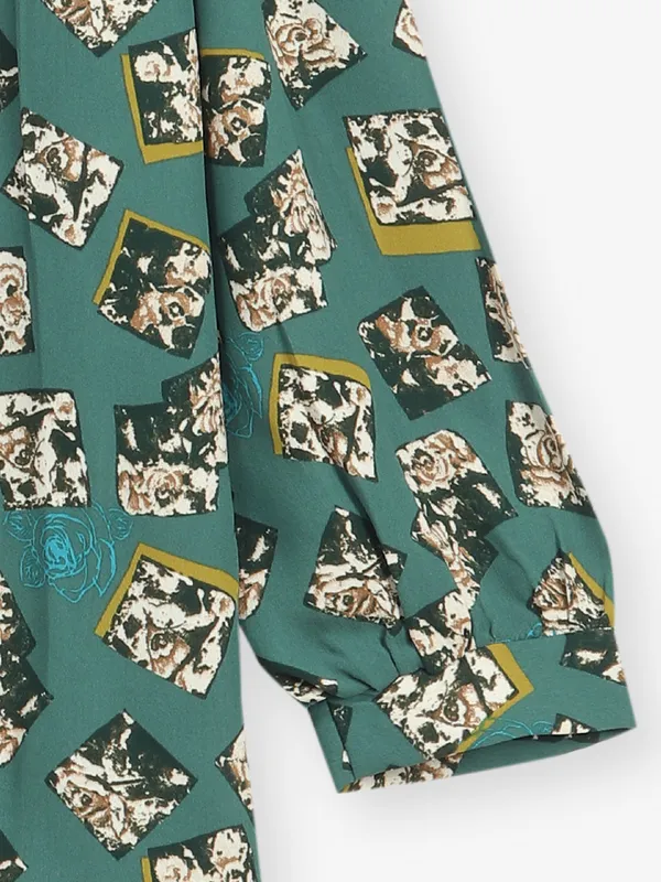 Printed cotton rama green top