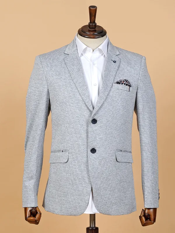 Printed grey corduroy blazer for stylish men