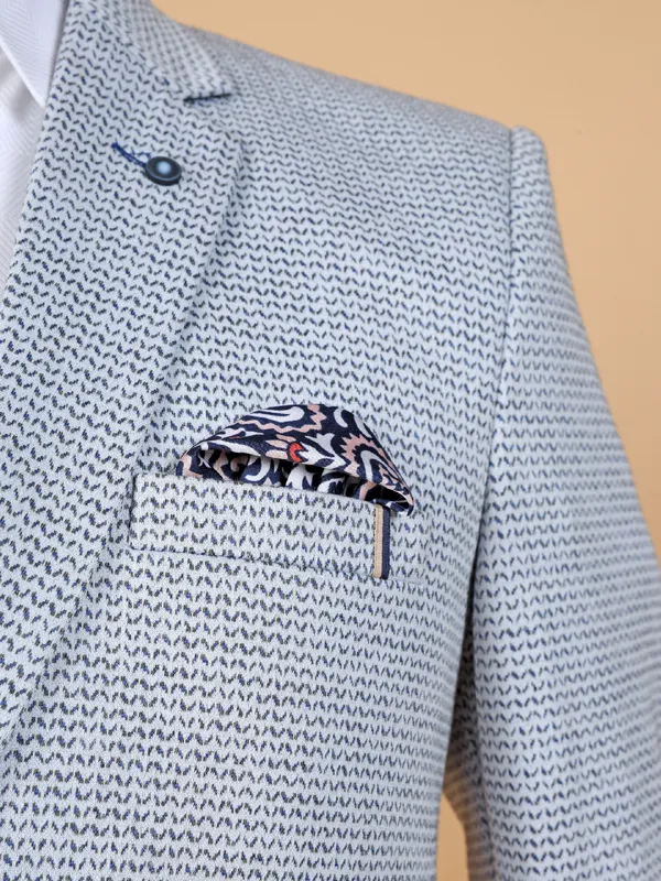 Printed grey corduroy blazer for stylish men