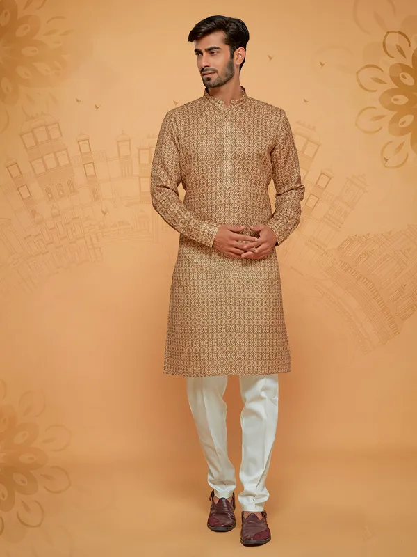 Khaki Kurta Pajama Buy Classic Khaki Kurta Pajama Online in USA