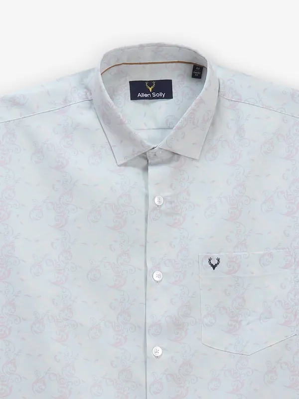 ALLEN SOLLY printed light green casual slim fit shirt