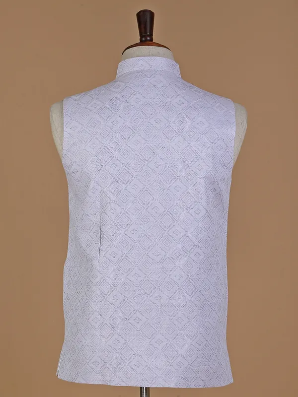 Printed light grey waistcoat in silk