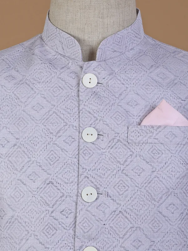 Printed light grey waistcoat in silk