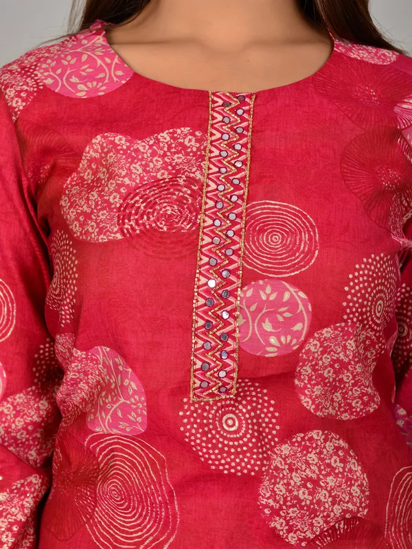 Printed maroon kurti set