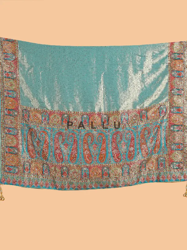 Printed mint green silk saree for wedding
