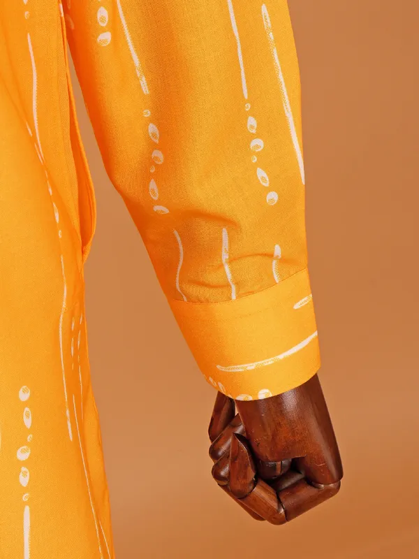 Printed mstard yellow kurta set