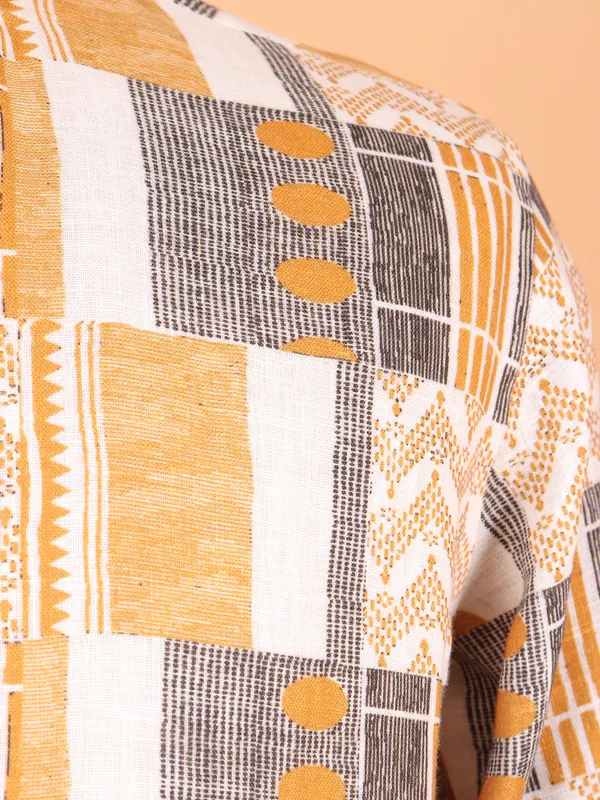 Printed multicolor cotton festive style kurta for men