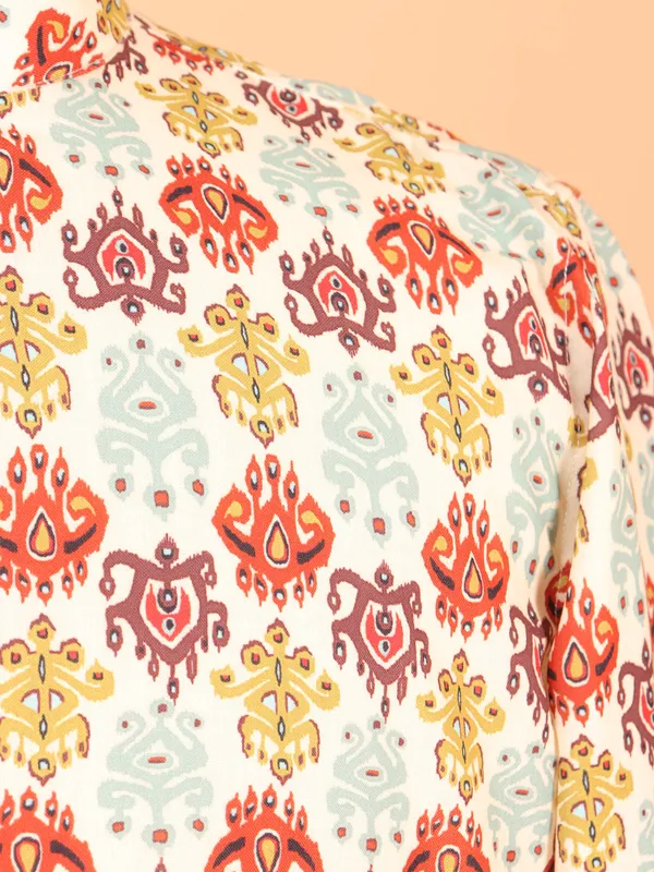 Printed multicolor cotton kurta for men