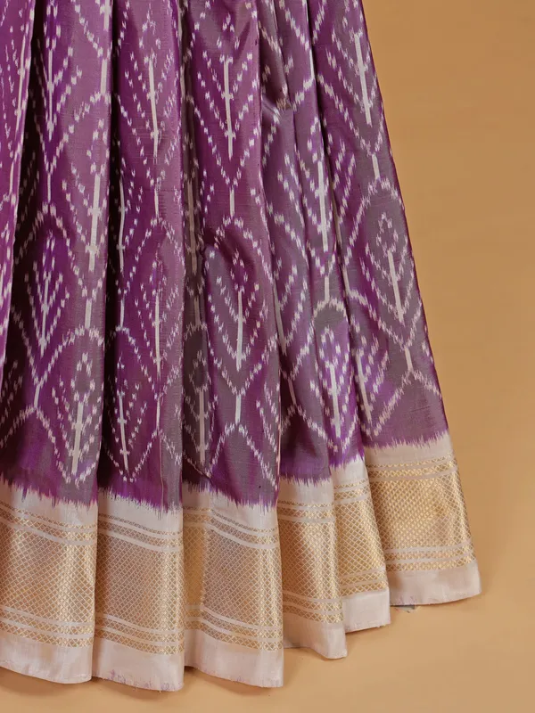 Printed purple patola silk printed saree