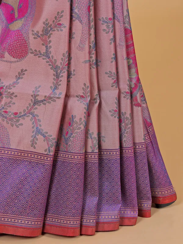 Printed purple silk saree for festive