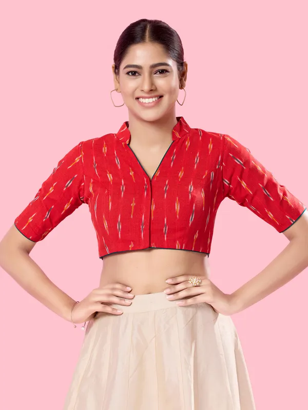 Printed red cotton blouse