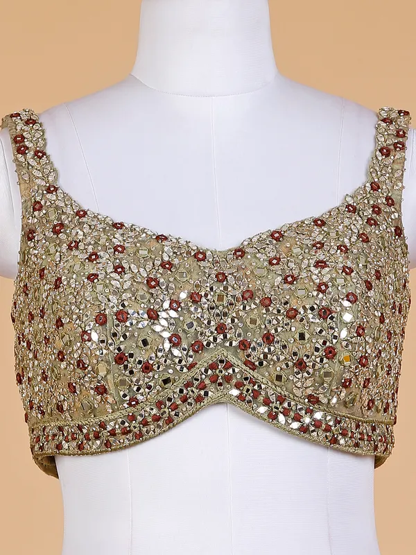 Printed sage green lehenga choli in georgette