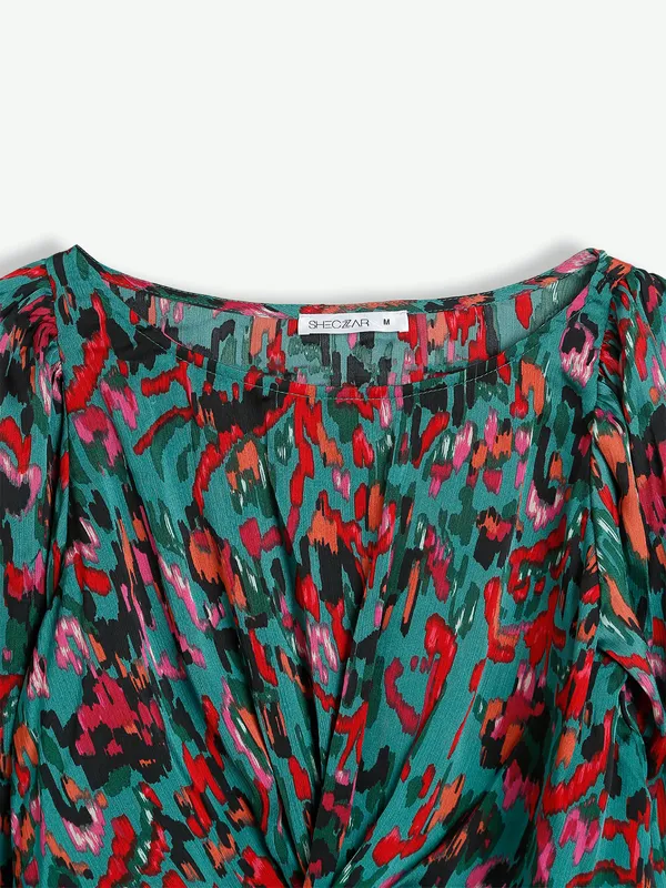 Printed sea green crop top