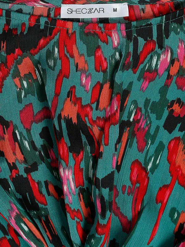 Printed sea green crop top