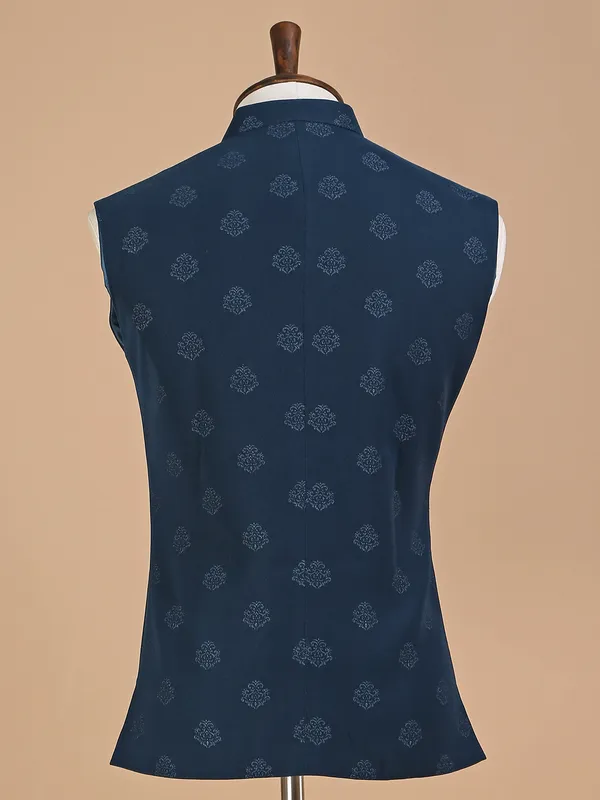 Prussian blue waistcoat in terry rayon