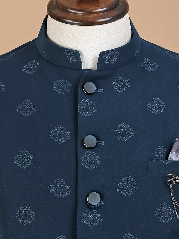 Prussian blue waistcoat in terry rayon