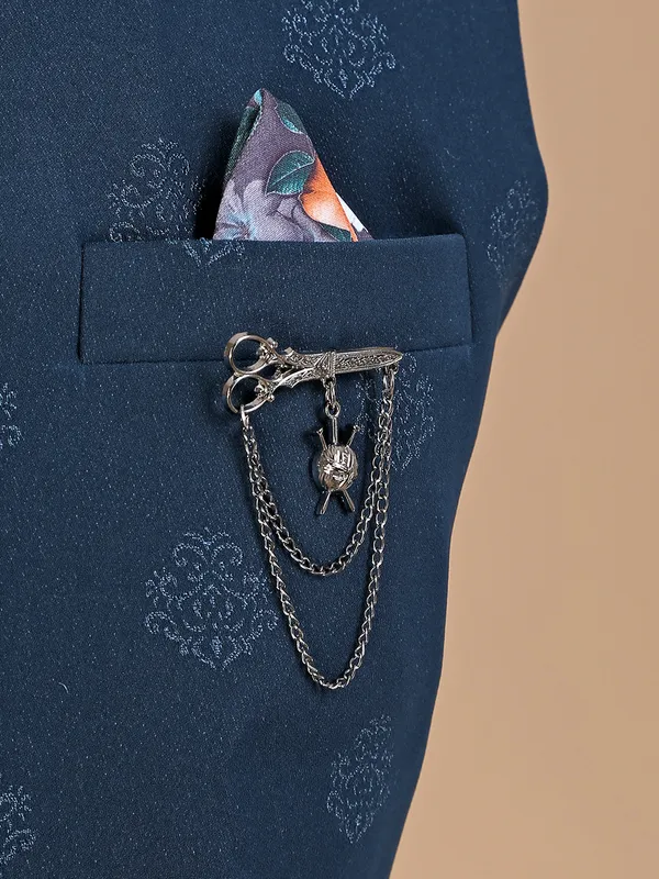 Prussian blue waistcoat in terry rayon