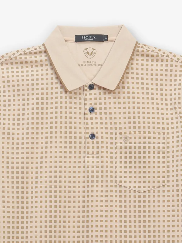 PSOULZ beige printed cotton t-shirt
