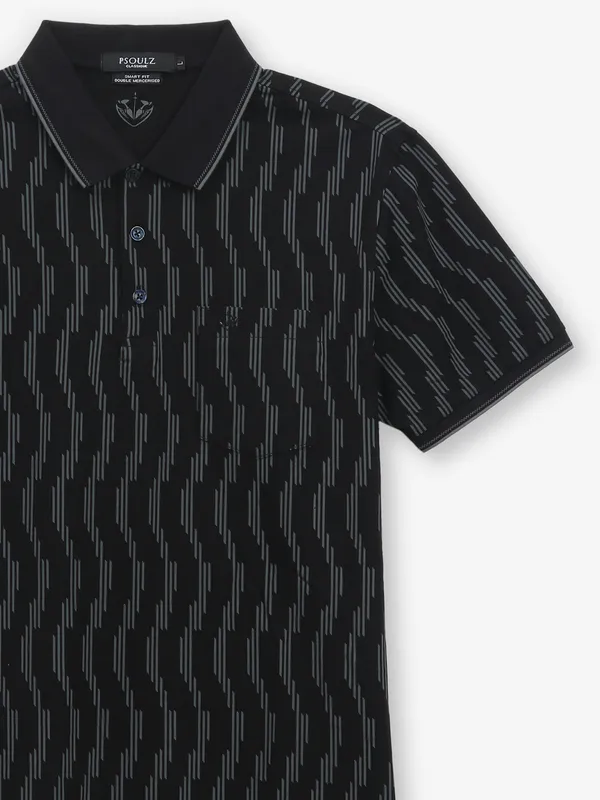 PSOULZ black cotton printed t-shirt