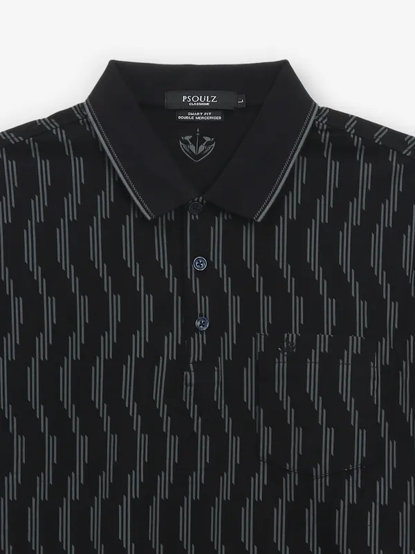 PSOULZ black cotton printed t-shirt