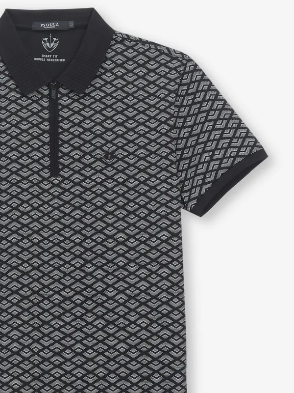 PSOULZ black printed cotton slim fit t-shirt
