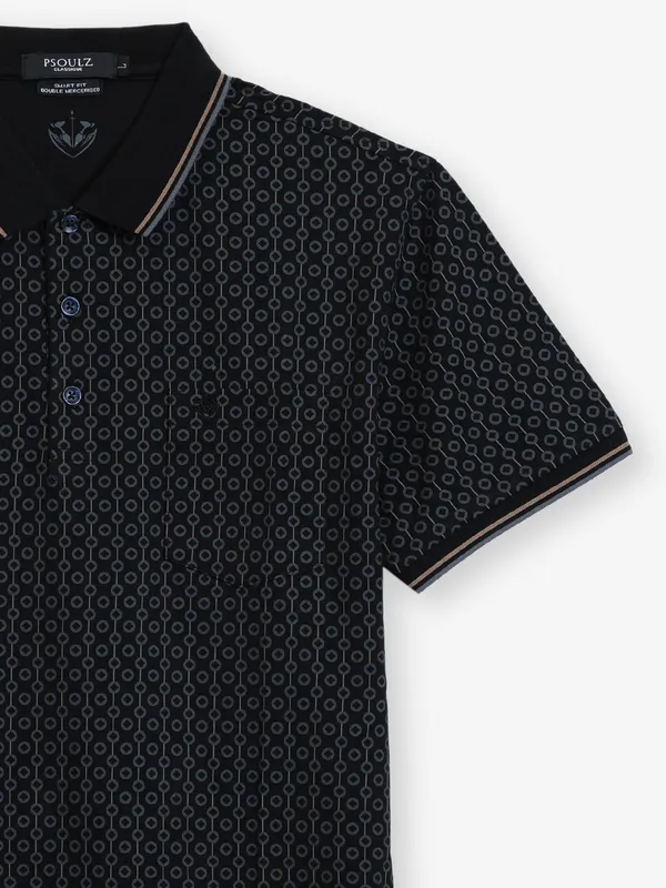 PSOULZ black printed cotton t-shirt
