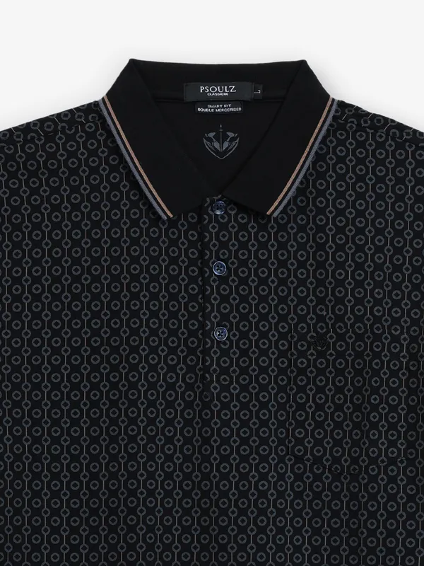 PSOULZ black printed cotton t-shirt