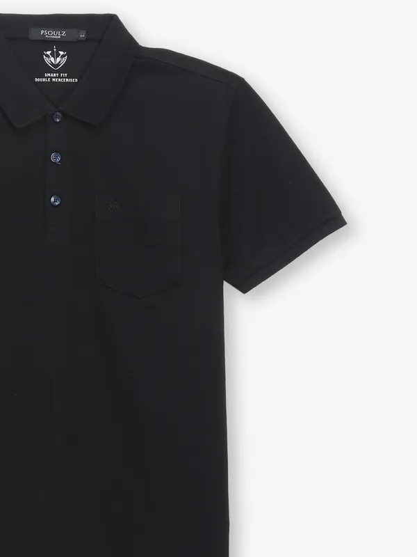 PSOULZ black slim fit cotton t-shirt