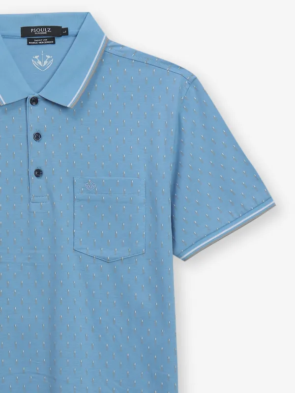 PSOULZ blue printed cotton t-shirt