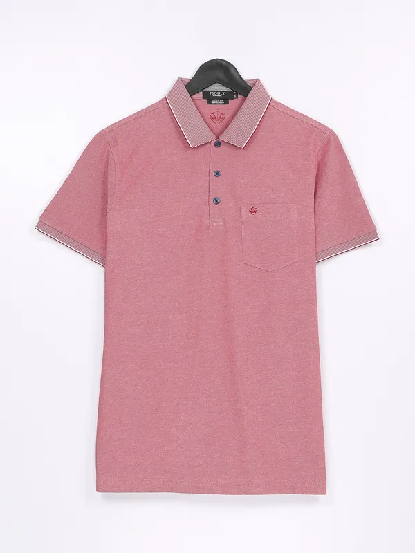 PSOULZ coral pink polo neck t shirt