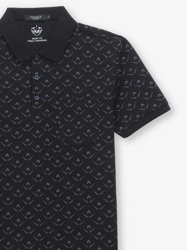 PSOULZ cotton black printed t-shirt