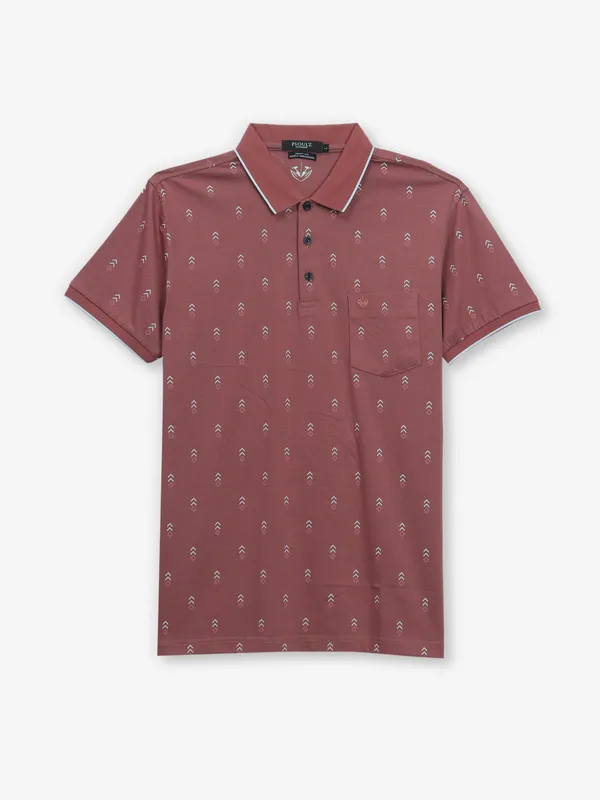 PSOULZ cotton brown printed t-shirt