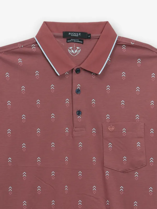 PSOULZ cotton brown printed t-shirt