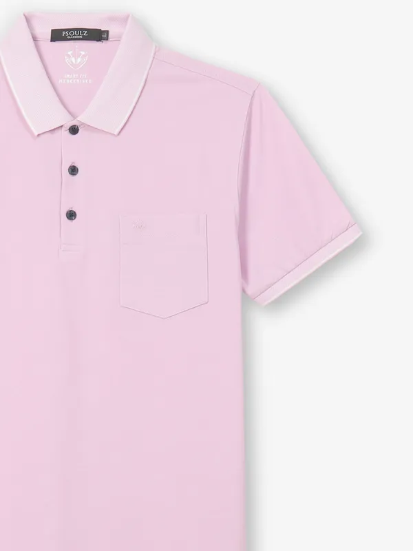 PSOULZ cotton pink slim fit t-shirt