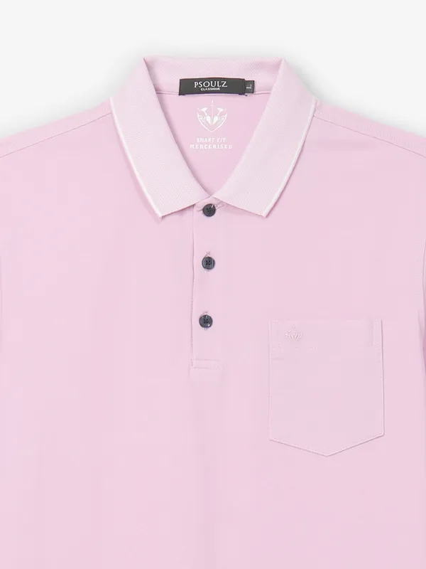 PSOULZ cotton pink slim fit t-shirt