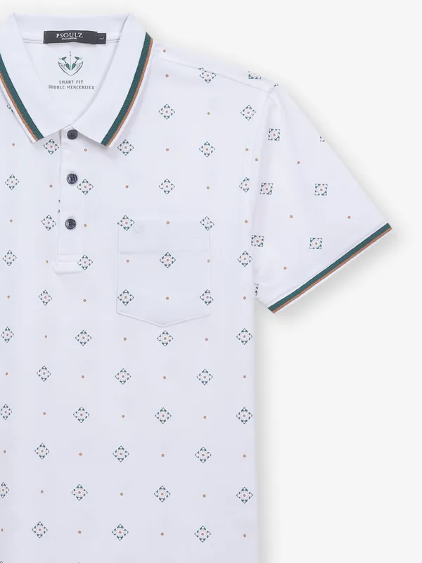 PSOULZ cotton printed white t-shirt