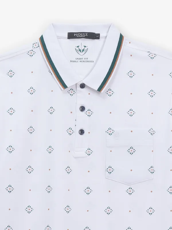 PSOULZ cotton printed white t-shirt