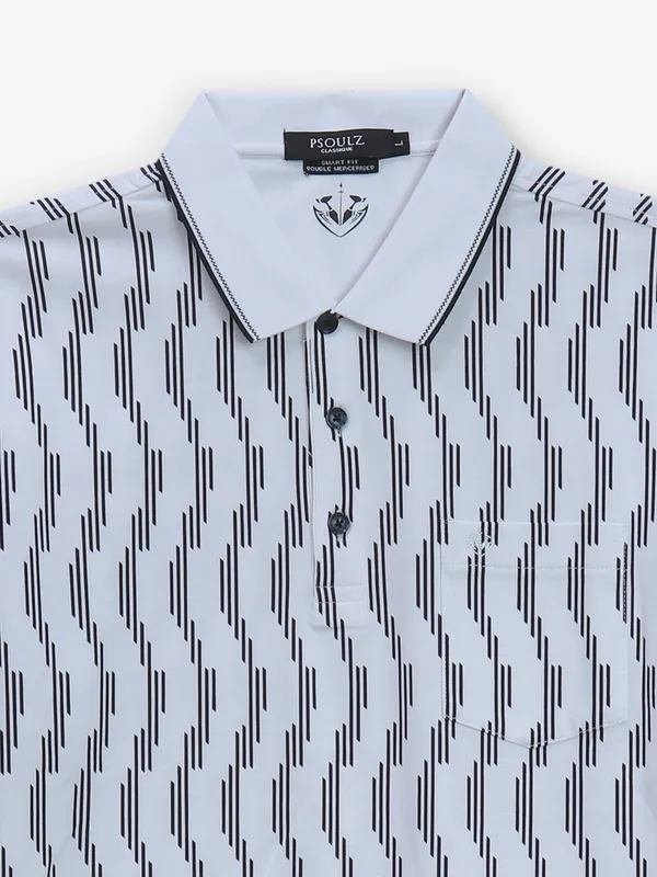 PSOULZ cotton white casual printed t-shirt