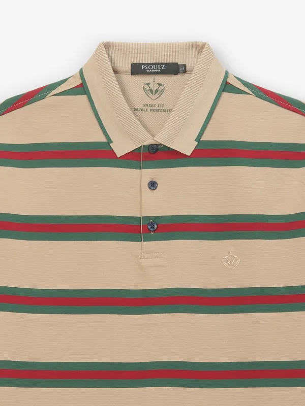 PSOULZ cream stripe cotton t-shirt